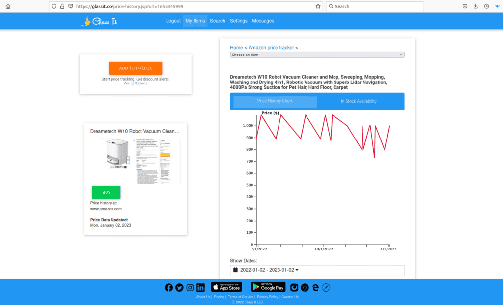Glass it price tracker